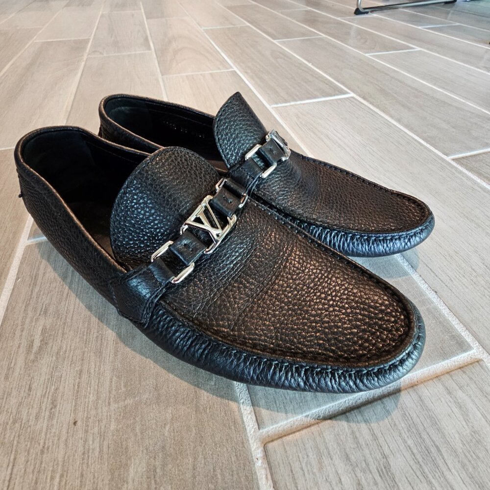 Louis Vuitton Men's Black Leather Loafers, Size 10.5, Great Condition